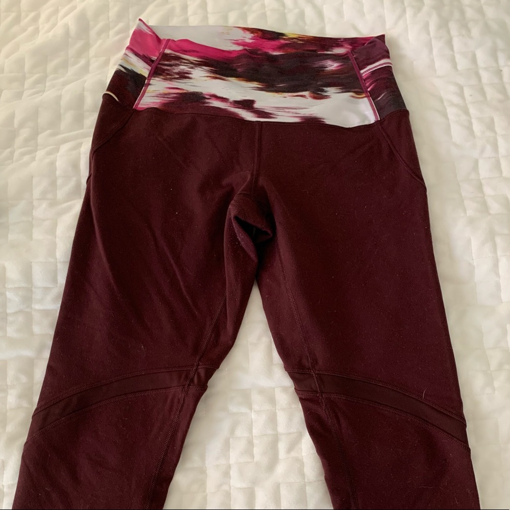 Burgundy Crop Lululemon Leggings High Waisted